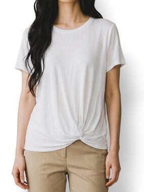 4/$20 Style & Co White Twist Front Tunic Top Short Sleeve Medium